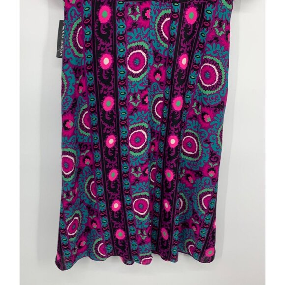 Donna Morgan Dress Midi 3/4 Sleeve Printed V Neck Purple NWT - Picture 15 of 15